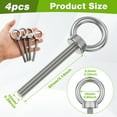 thumbnail image 2 of AEVXKHI 4.8 Inch Heavy Duty M10 Screw Eyes Hooks, 4PCS Self Tapping Eyelet Screw Eye Bolts, Wooden Large Screw Eye Hooks, Load Capacity 650 Lbs, for Hanging, Tie-Downs, Heavy-Duty Applications, 2 of 11