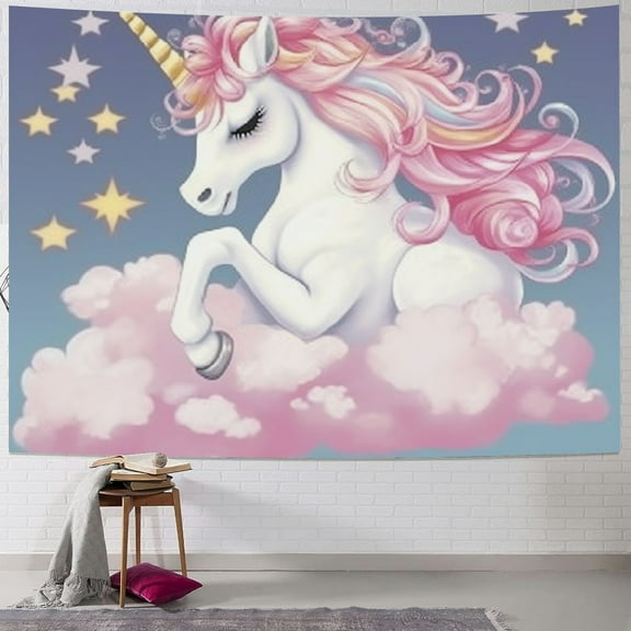 BCIIG Unicorn Cloud Stars Tapestry Wall Hanging Unique Style Home Wall Decor Art for Living Room Bedroom Apartment Farmhouse Dorm Decorations 40x30inch