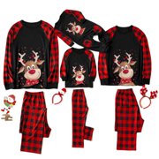 VOTULEAZI Matching Family Christmas Pajamas Set Women Men Kids Baby Xmas Pjs Red Plaid Reindeer Loungewear