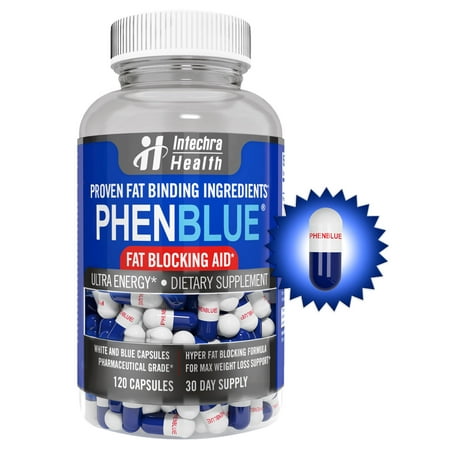 PHENBLUE Ultra Fat-Fighting Support with Energy Boost 120 White Blue Capsules – Premium Diet Pills - Intechra