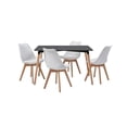 thumbnail image 1 of Comedor Alterego Rectangular Negro con 4 Sillas  Acolchadas Blancas, 1 of 4
