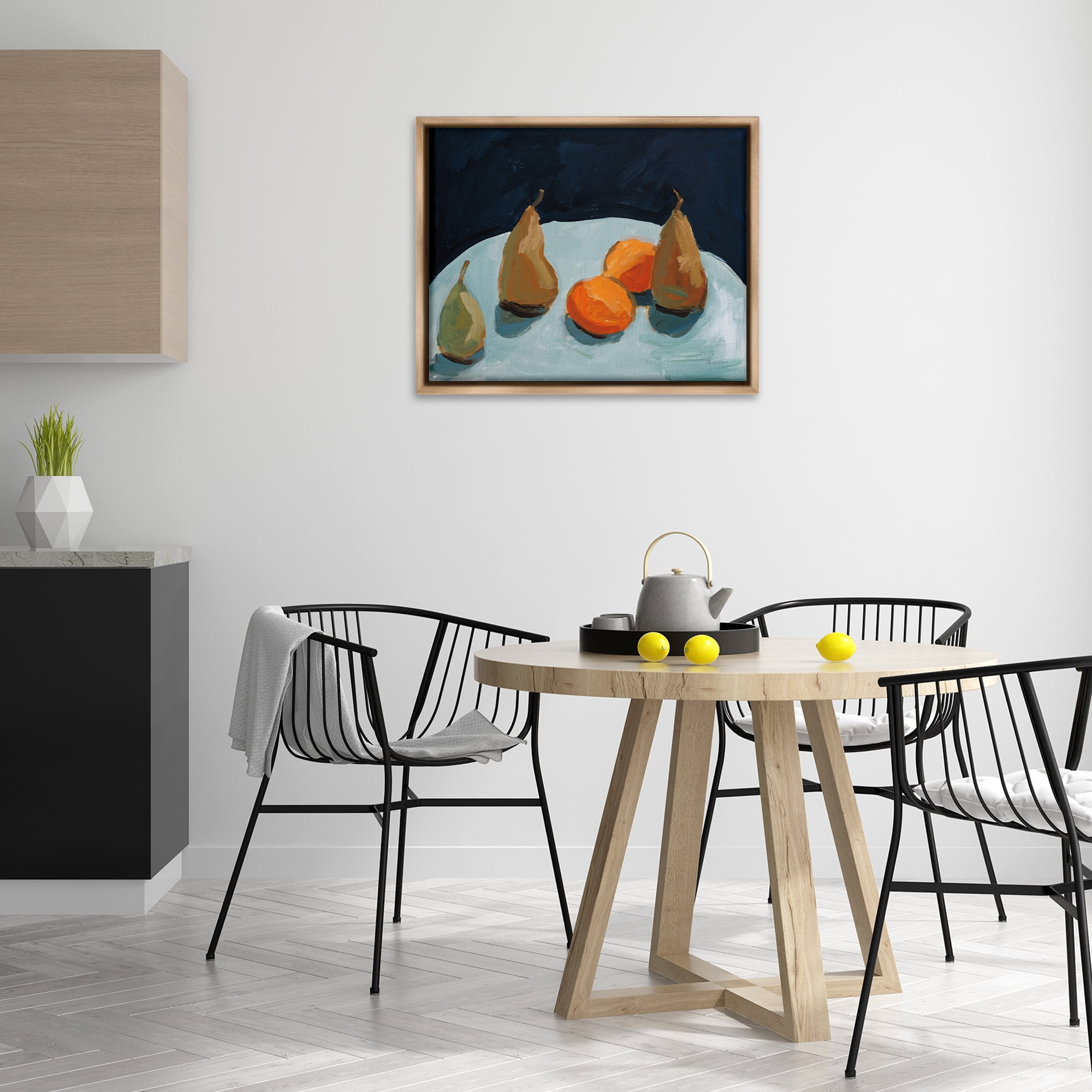 Stupell Industries Pear & Orange Food & Beverage Painting Brown Floater Framed Art Print Wall Art, 31 x 25