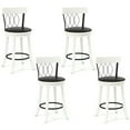 thumbnail image 1 of Gymax 26'' Set of 4 Bar Stools w/ Footrest Rubber Wood Frame & Tufted Rivets, 1 of 9