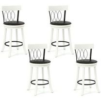 Gymax 26'' Set of 4 Bar Stools w/ Footrest Rubber Wood Frame & Tufted Rivets
