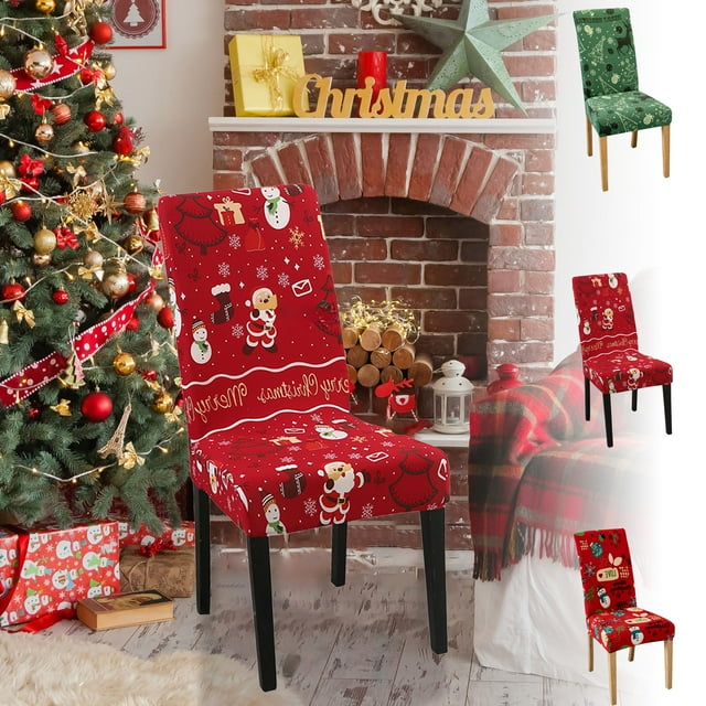 Washable Christmas Chair Covers - Removable Dining Chair Protectors for Holiday Decor, Kitchen & Family Gatherings