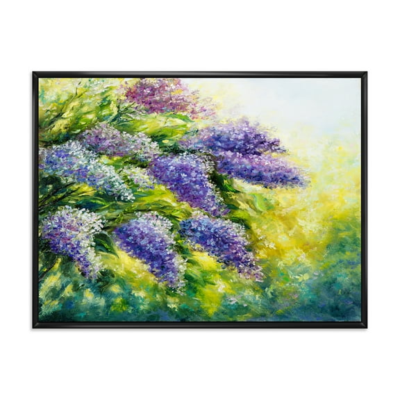 Designart 'Impressionism Lilac Tree In The Garden' Traditional Framed Canvas Wall Art Print