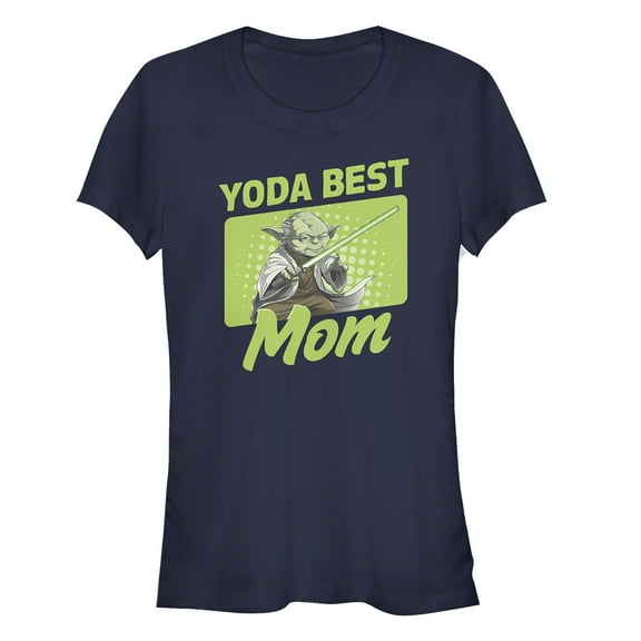 Junior's Star Wars Mother's Day Yoda Best Mom Graphic Tee Navy Blue Medium