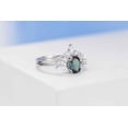 thumbnail image 5 of Rhodium Plated Silver Dainty Alexandrite Ring Set, 1Ct Oval Cut Alexandrite Ring Set, Silver Ring Unique Curved Marquise Cut Ring Set, Size 7, 5 of 5
