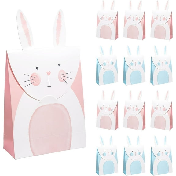 Cheerland Bunny Gift Bags, Pink and Blue, 12 Count, 8.6 x 4.7 x 2 Inches