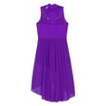 thumbnail image 5 of Sholeno Kids Girls Lyrical Dance Dress Sparkly Sleeveless Mock Neck Figure Skating Tulle Skirted Leotard Purple 10, 5 of 6