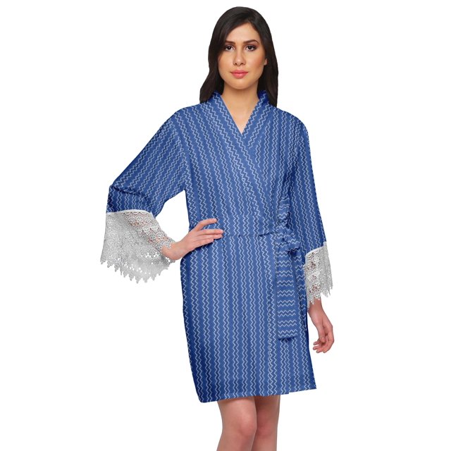 Moomaya Robes de Demoiselle d'Honneur Imprimées Robe Courte de Préparation Loungewear