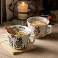 thumbnail image 7 of Grey Handmade Stoneware Coffee Mug For Home With Embossed Leaf Pattern Large Capacity And Heat Resistant For Office Kitchen Use 4X3X4In 0.6Lb, 7 of 7