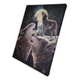 thumbnail image 2 of Wolf Song Howling Gray Wolves With Full Moon Wood Framed Canvas Wall Decor, 2 of 5