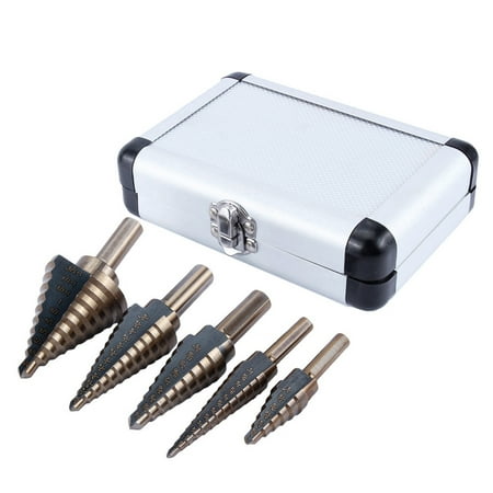 

Gupbes 5 PCS HSS COBALT MULTIPLE HOLE 50 Sizes STEP DRILL BIT TOOL SET W/ Aluminum Case Step Drill Bit HSS Drill Bit