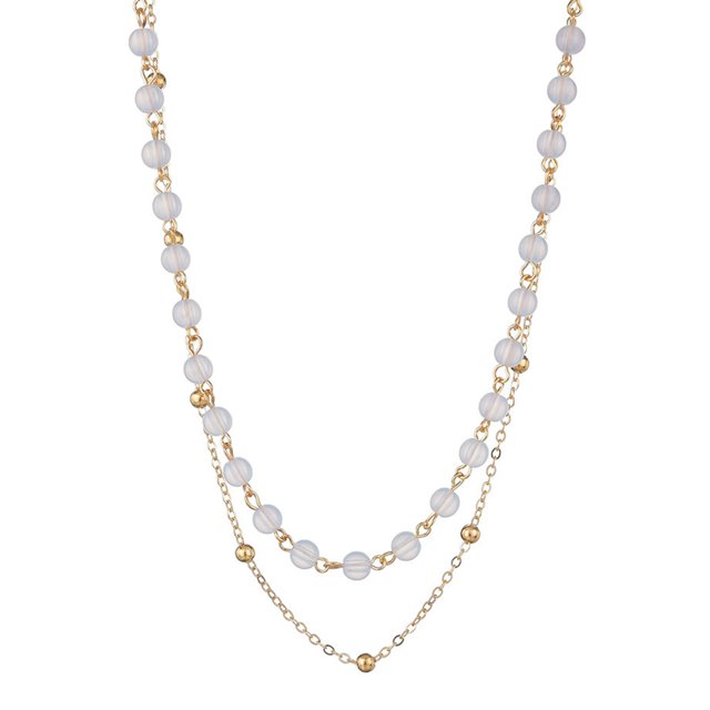 Layered Bead Necklace Adjustable - Link Chain Necklace Ball Station Necklace