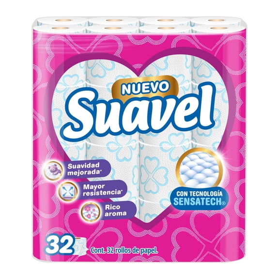 Papel higiénico Suavel 32 rollos de 200 hojas dobles c/u