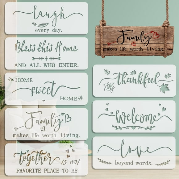 Artistic Inspirations: 8 Reusable Wood Sign Stencils for Painting & Word Art - Transform Your Home Decor with Inspirational Quotes
