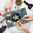 thumbnail image 5 of Airplane Cutting Board, Star on Round Circle with Stripes with Grunge Effect Backdrop Aircraft, Decorative Tempered Glass Cutting and Serving Board, Small Size, Red Grey Blue, by Ambesonne, 5 of 5