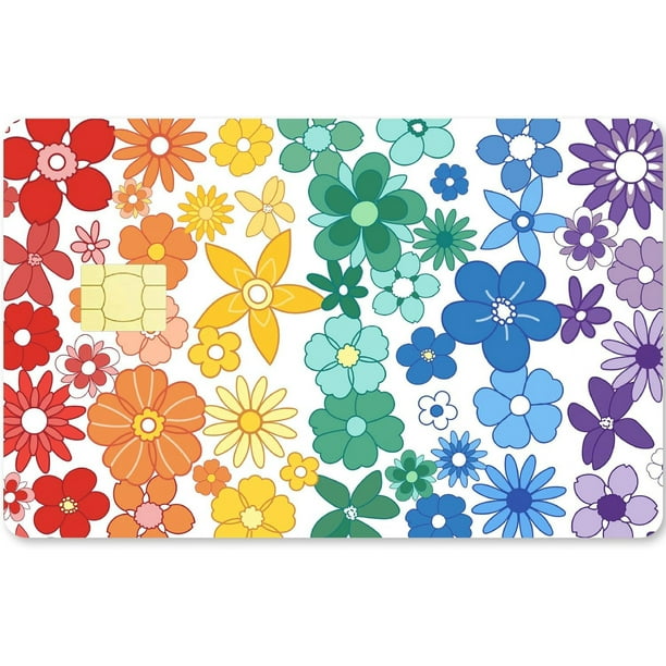 Pegatinas para tarjetas de crédito con diseño de flores de colores, pegatinas para tarjetas de débito, pegatinas para personalizar tarjetas bancarias, calcomanías protectoras impermeables,