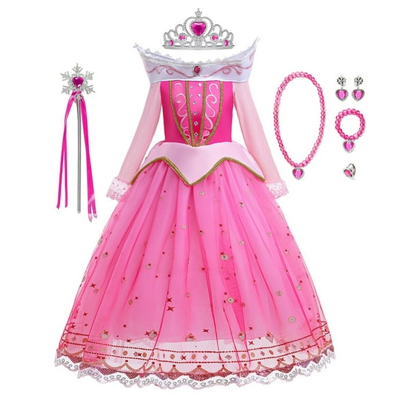 Disney belle au bois dormant Costume fille Aurora robe manches longues hors épaule enfant Halloween noël fantaisie fête princesse vêtements
