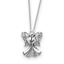 Primal Silver Sterling Silver Cubic Zirconia Antiqued Angel of Strength 18 Inch Necklace