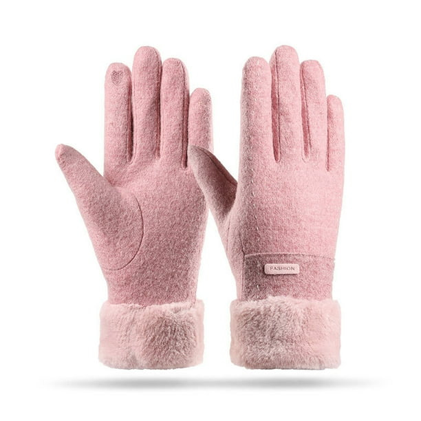 Guantes de invierno cálidos para mujer con pantalla táctil y forro polar, guantes de invierno tejidos para clima frío