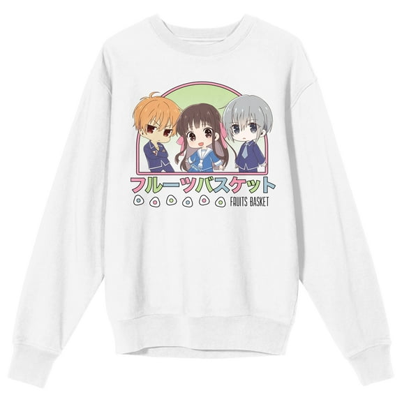 Fruits Basket Chibi Characters Juniors White Long Sleeve Sweatshirt-XXL