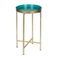 thumbnail image 2 of Kate and Laurel Celia Table d'Appoint Ronde en Métal Pliable avec Plateau, Sarcelle avec Base Dorée, 2 of 2