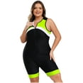 thumbnail image 3 of Doomiva Womens Boyshort One Piece Zipper Swimsuit Plus Size Contrast Color Bathing Suit Athletic Bodysuit Fluorescent 4XL, 3 of 6