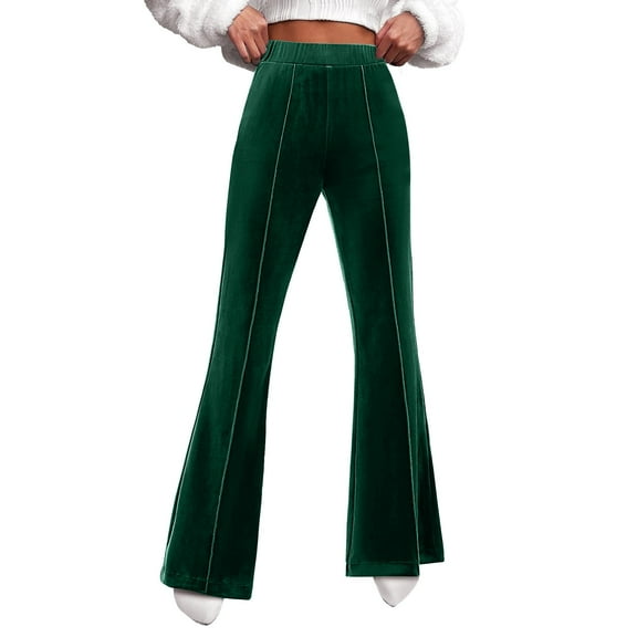 PMUYBHF Female M Plus Size Tall Leggings Flare Velvet Pants for Women High Waisted Wide Leg Stretch Elastic Waist Pull on Trousers Front Seam Slacks Capri Leggings for Women with Pockets Cotton