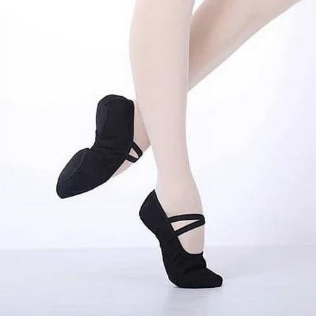 

Women Ballet Shoes Canvas Girls Dance Slippers Split Sole Gymnastics Yoga Dancing Shoes Children Adult Ballerina Shoes Black 36