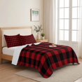 thumbnail image 5 of Twin Quilt Set 68''x86'', Rustic Checkered Lightweight Summer Bedspread Coverlet Set with 2 Pillow Shams, Black Red Buffalo Plaid Breathable All Season Quilt Bedding for Dorm/Bedroom, 5 of 9