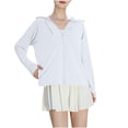 thumbnail image 3 of Dazajoo Womens Sun Protection Hoodie Shirt Long Sleeve Zip Up Pocket Jackets Lightweight Comfy Workout Jacket with Thumb Holes,Gray,Free Size, 3 of 5