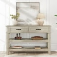 thumbnail image 2 of Danolapsi 47.2" Entryway Table, Console Table with 2 Storage Drawers, 3 Tier Industrial Metal Sofa Table, Hallway Table for Entry, Living Room-Grey, 2 of 6