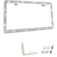 thumbnail image 6 of 2 Pcs License Plate Frame for Women, Premium Stainless Steel Rhinestone Car License Plate Holder, Handmade Glitter Crystal Diamond Girl License Plate Cover, White, 6 of 7