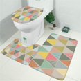 thumbnail image 2 of Multi Color Triangle Checkered Pattern Bathroom Rugs Sets 3 Piece,Toilet Cover Set,Absorbent Non Slip Bathroom Mats Sets with U-Shaped Contour Rug Toilet Rug Set, 2 of 5