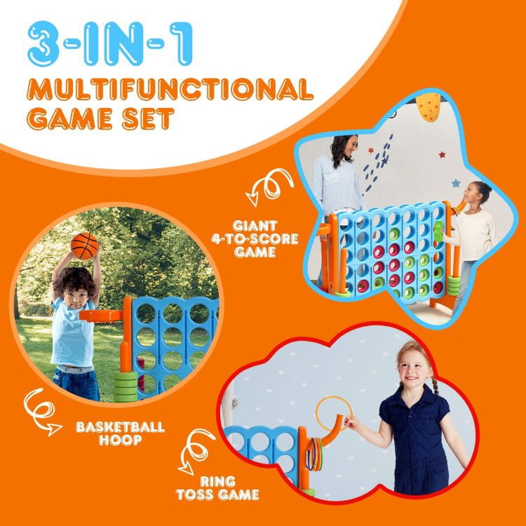 Chateauy 2.5 Feet 4-to-Score Giant Game Set – Large-Sized Tossing & Ring Toss Outdoor Activity for Family, Lawn, Backyard, Party, BBQ, and Beach
