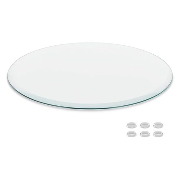 28 inch Round Glass Table Top - Clear Tempered Glass Surface Protector - Safe Beveled Edge - Coffee, Dining and End Table