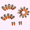 thumbnail image 5 of 24Pcs Halloween Spider Nails Set: Medium Almond ABS Press On Nails with Spider Design, Orange Glossy Full Cover False Nails for Women Manicure Decoration, 5 of 8