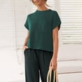 thumbnail image 4 of Women's 2 Piece Set, Summer Short Sleeve Top and Loose Fit Pants Outfit, Casual Cuffed Ankle Lounge Set, Matching Outfit Set for Women, Summer Lounge Set and Casual Wear-Green, 4 of 6