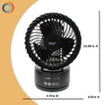 thumbnail image 3 of Comfort Zone 6" Oscillating, Digital Touch Portable Desk Fan with Remote, Timer, and Adjustable Tilt, Black, 3 of 15