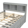 thumbnail image 2 of Noble House Full Bed with Bookcase Headboard, 6 Storage Drawers and Bed-End Storage, Pine Wood Frame, Grey, 2 of 20