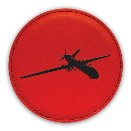

MQ-9 Reaper Coaster Laser Engraved Leatherette - Round Coasters - Many Colors - Single / Coasters Sets - flying drone uav