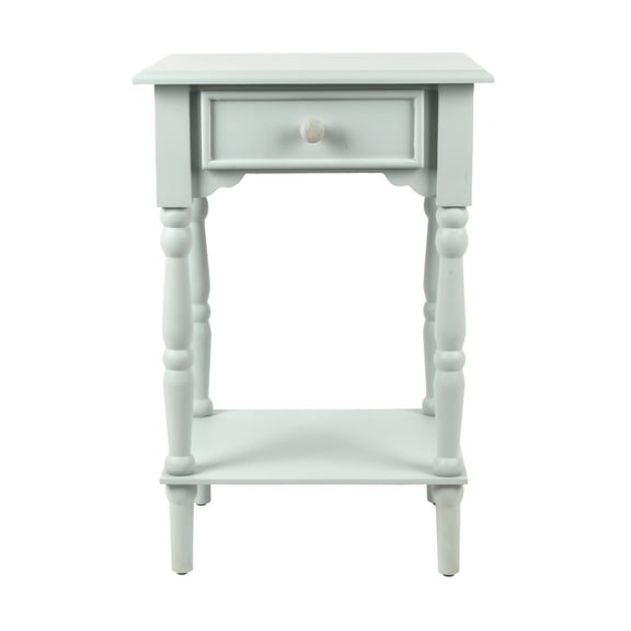 Decor Therapy Jane Nightstand Side Table with a Drawer, Shelf, Traditional Design, Ice Blue 17"D x 14"W x 26"H