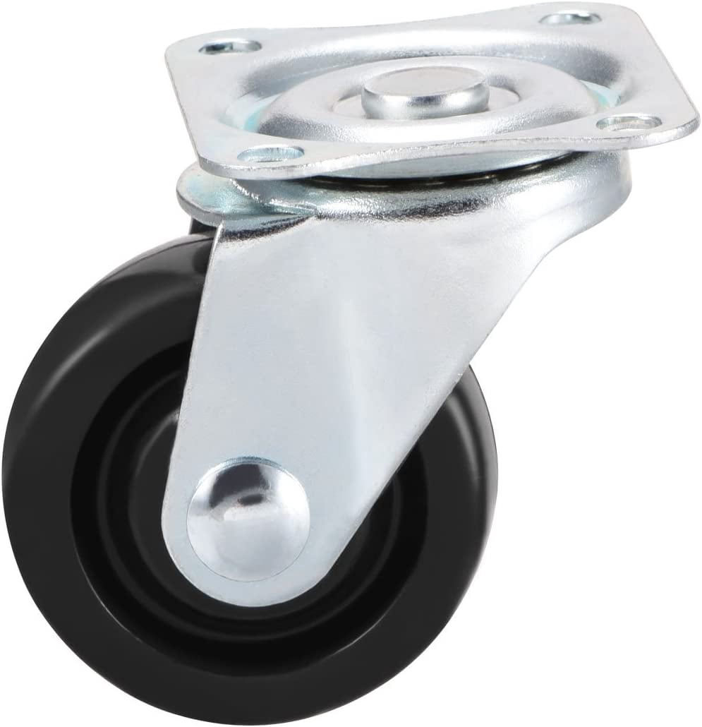 FRKSMD-Swivel Caster Wheels 1.5" Rubber with 360 Degree Top Plate 44LBS Capacity for Furniture Carts Workbench, Black, Pack of 4