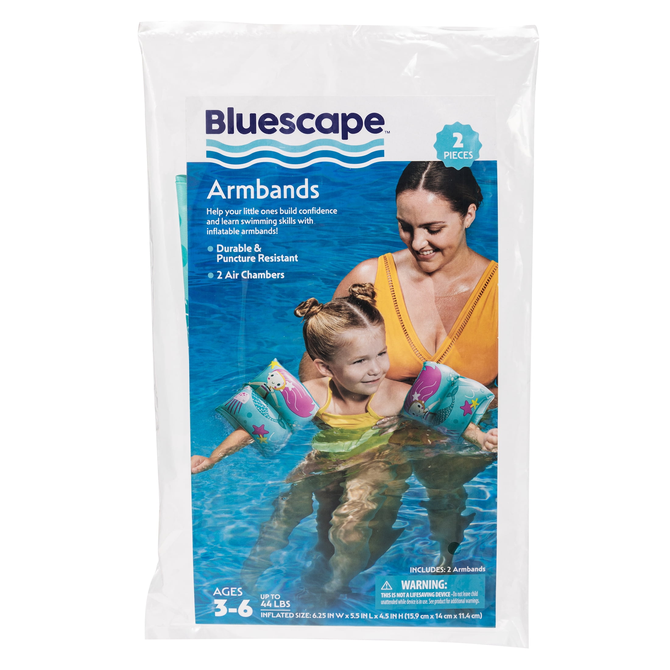 Bluescape Mermaid Inflatable Printed Kids Armbands for Swimming and Floating, Ages 3 to 6, Unisex