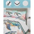 thumbnail image 4 of Coastal Turtle Queen Size Down Alternative Comforter, Lightweight Comforter Quilt Bedding Set with Pillow Shams Nautical Ocean Coral Starfish Seashells All Seasons Bed Comforter Duvet Insert 90"x96", 4 of 7