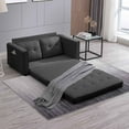 thumbnail image 5 of CECER Convertible Futon Sofa Bed, Upholstered Loveseat Sofa Couch, Linen Upholstered Sleeper Sofa, Futon Couch w/ Solid Wood Frame, Pull out sofa bed, Furniture for Living Room, Apartment, Dark Grey, 5 of 7