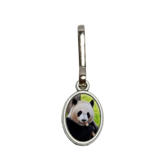Panda Bear Endangered Oval Zipper Pull
