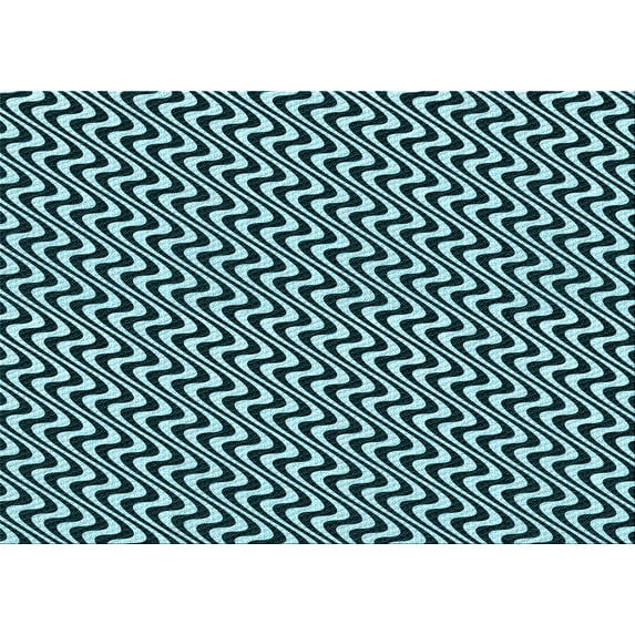 Ahgly Company Indoor Rectangle Patterned Blue Lagoon Blue Area Rugs, 2' x 4'